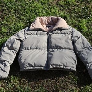 GREEN THREADBARE (ASOS) CROPPED PUFFER